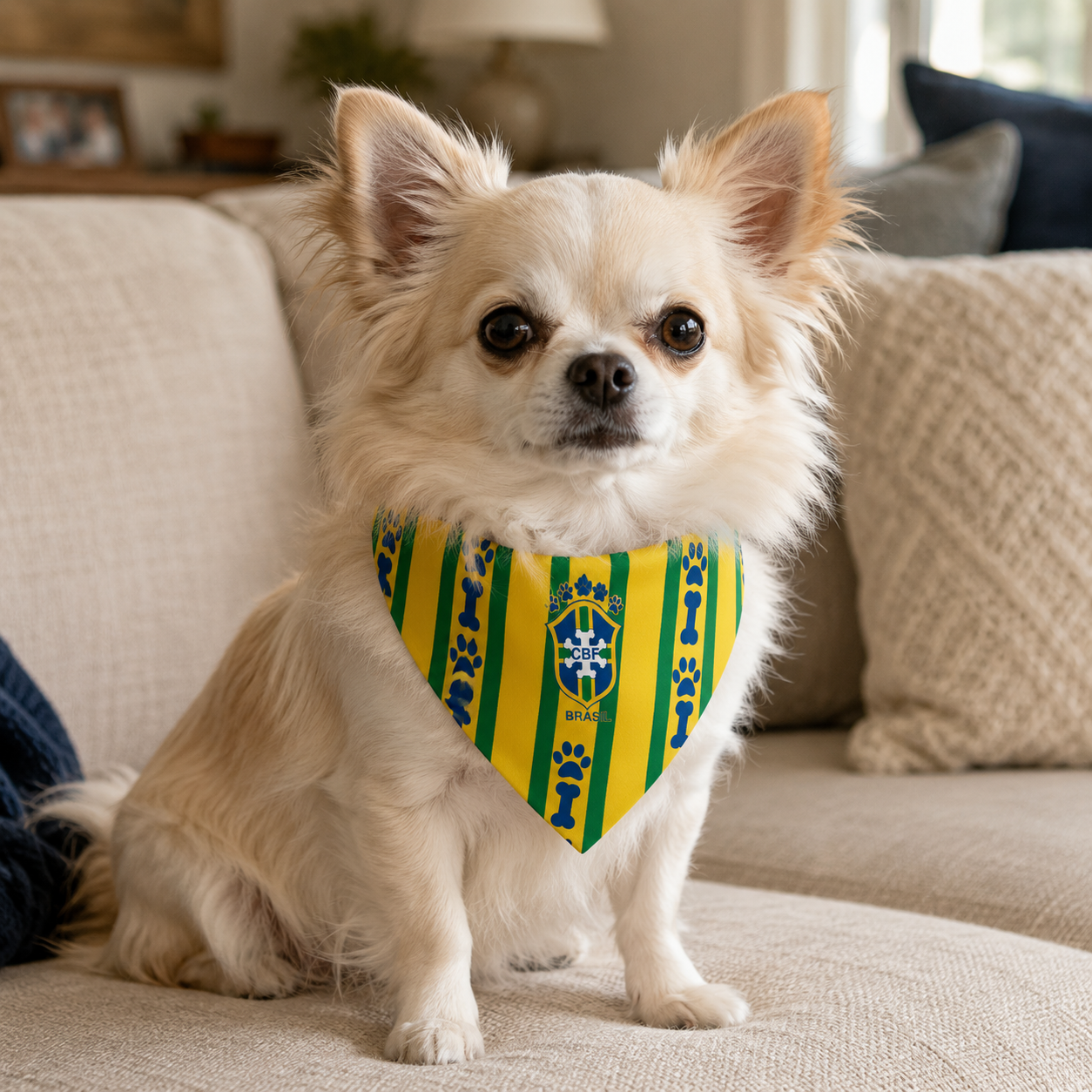 Fan Dog Bandana Brazil Style, Versatile Accessory for Daily Wear, Lightweight Fabric Perfect for Travel & Outdoor Activities