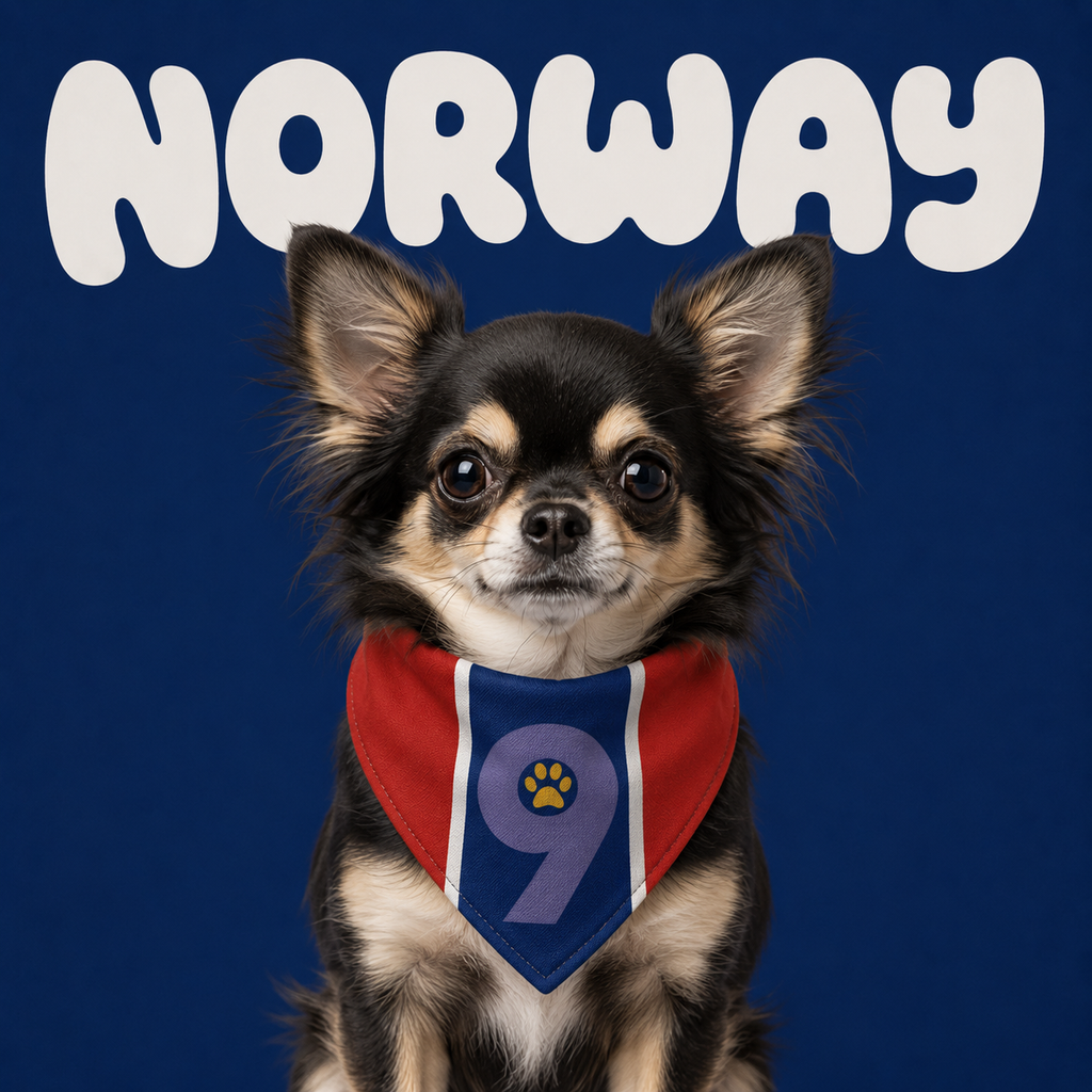 Fan Dog Bandana Norway Design, Stylish Accessory for Everyday Wear, Perfect Gift Idea, Versatile Fashion Item for All Seasons