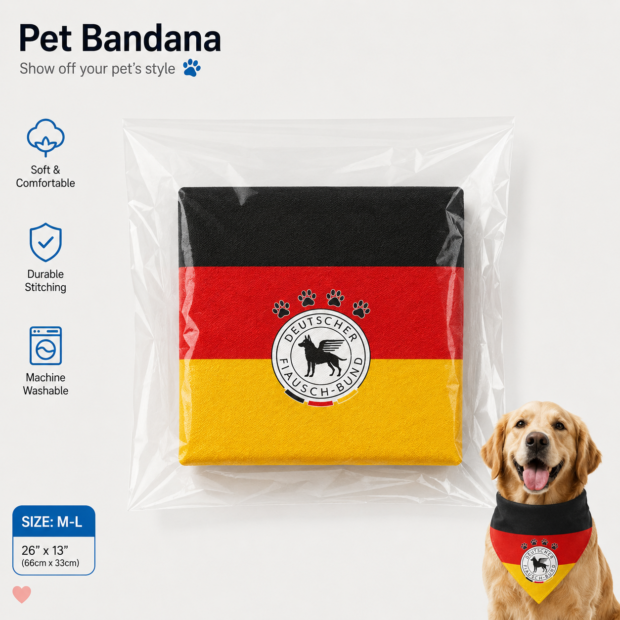 Fan Dog Bandana Germany, Stylish Accessory for Everyday Wear, Perfect Gift Idea, High-Quality Material, Durable Design