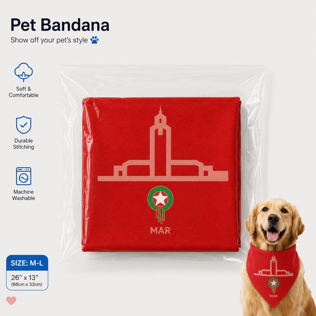 Fan Dog Bandana Morocco Style, Trendy Accessory for Daily Wear, Perfect Gift Idea, Ideal for Travel & Outdoor Activities
