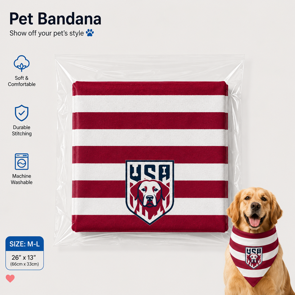 Fan Dog Bandana Usa, Stylish Accessory for Daily Wear, Perfect Gift Idea, Durable Material, Easy to Match Any