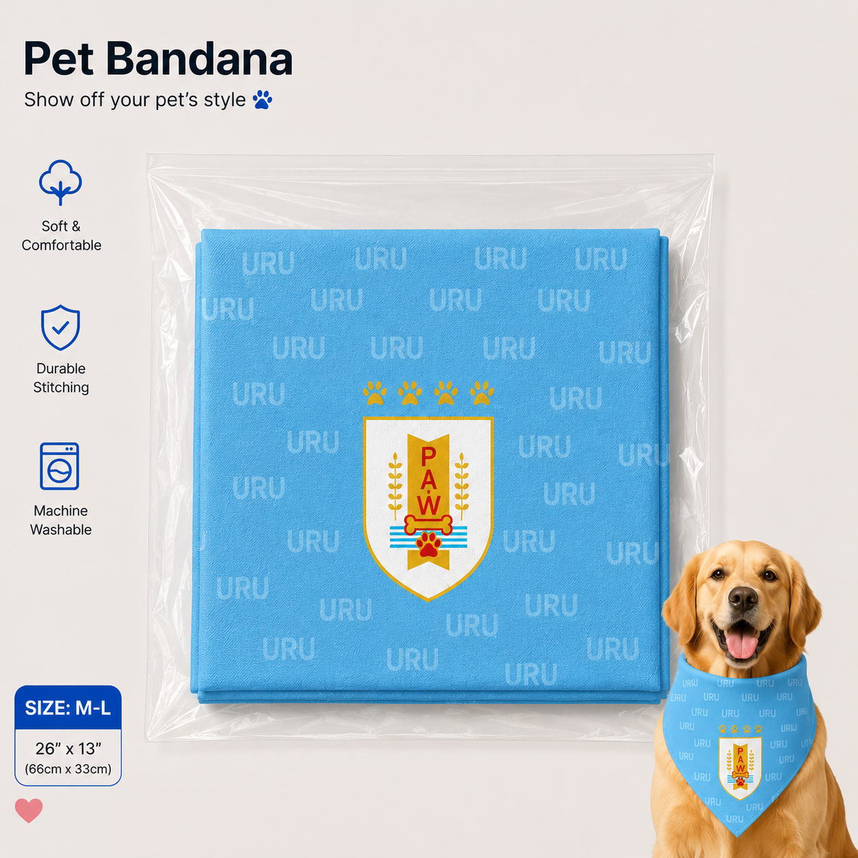 Fan Dog Bandana Uruguay, Stylish Accessory for Any Occasion, Perfect Gift Idea, Durable Material, Easy to Match with