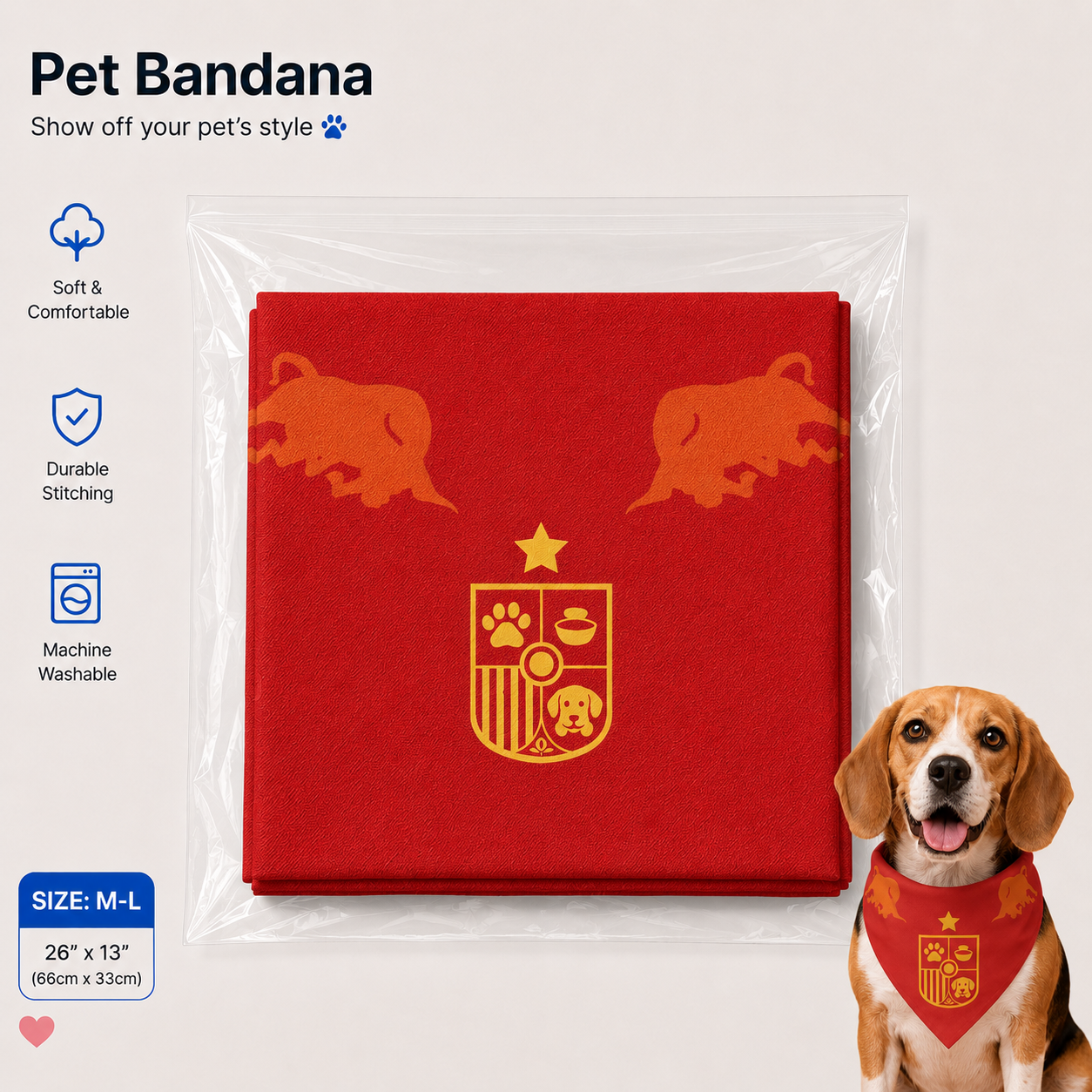 Fan Dog Bandana Spain Style, Versatile Accessory for Daily Wear, Perfect for Layering and Styling, Ideal Gift for Fashion Enthusiasts