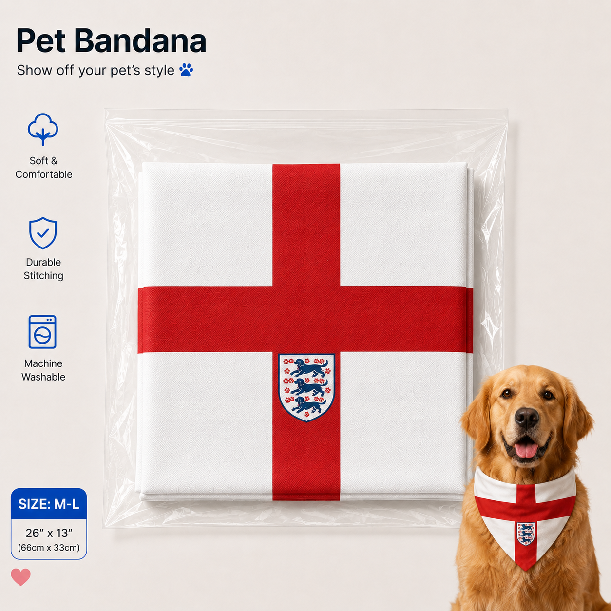 Fan Dog Bandana England, Stylish Accessory for Everyday Wear, Perfect for Layering and Versatile Use, Ideal Gift for Fashion Enthusiasts